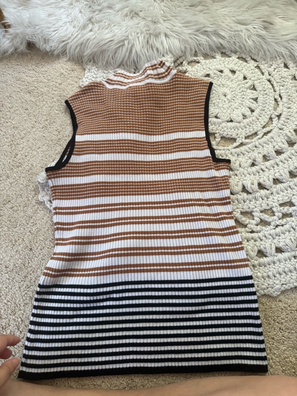Cato Ribbed Mock Neck Striped Tank Neutral Size Large